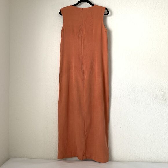 Vintage Tommy Bahama Maxi Dress Women 10 Orange 100% Silk Sleeveless 90s Beach - Picture 2 of 11